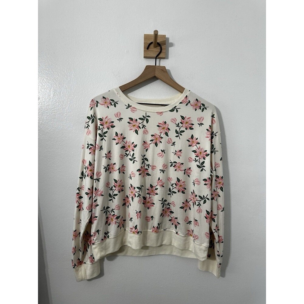 Draper James Shirt Women Large Off White Natalie Sweatshirt in Magnolia Prairie